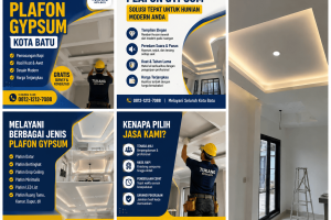 Jasa Pasang Plafon Gypsum Kota Batu Profesional untuk Rumah, Villa, dan Bangunan Komersial